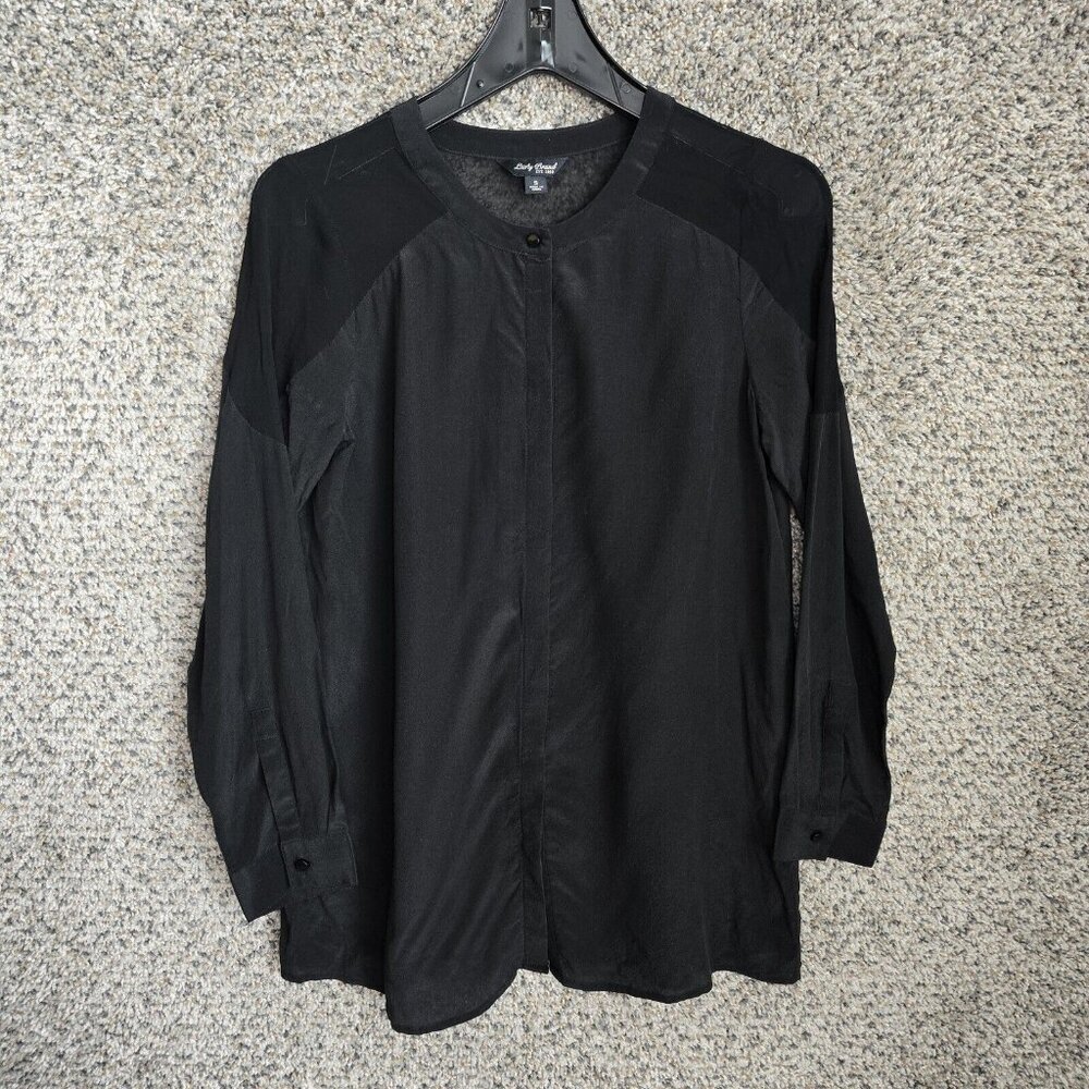 Lucky Brand Top Womens Small Black Sheer Long Sleeve Blouse Button Up Casual